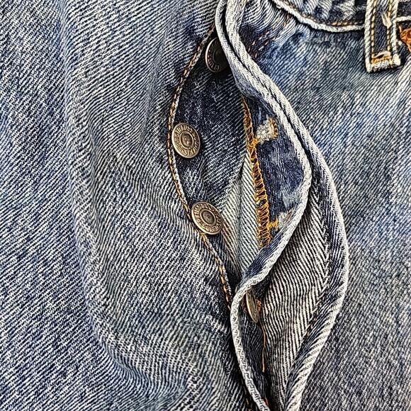 Vintage Levi's 501 Mens Sz 38X30 Blue Button Fly Leather Patch Y2K 90s Jeans - Picture 5 of 11